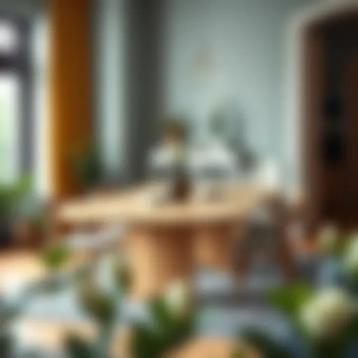 Six-seat folding dining table in a compact living space, demonstrating space-saving