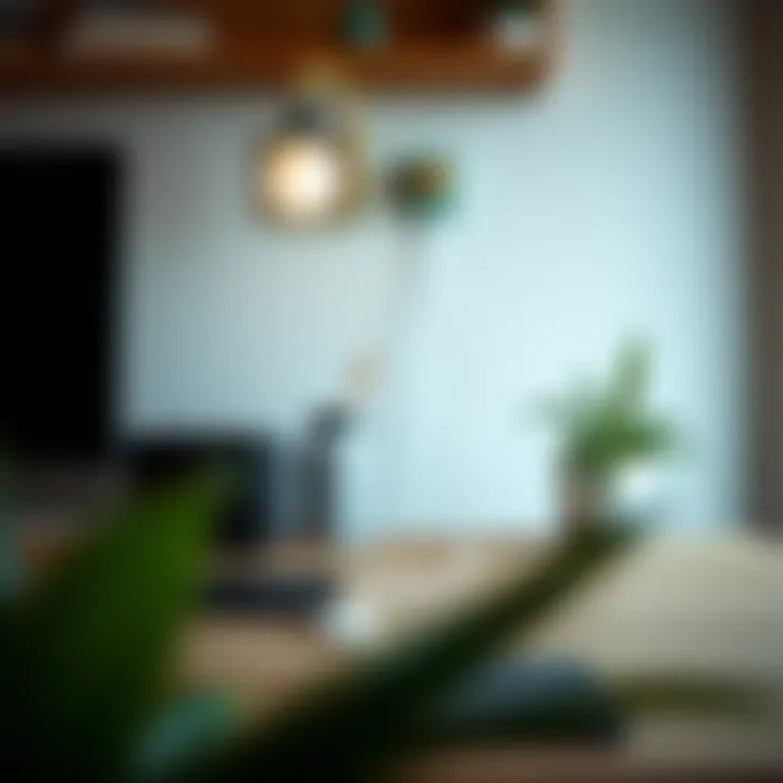 Stylish workspace showcasing slim white extension cords enhancing functionality and aesthetics.
