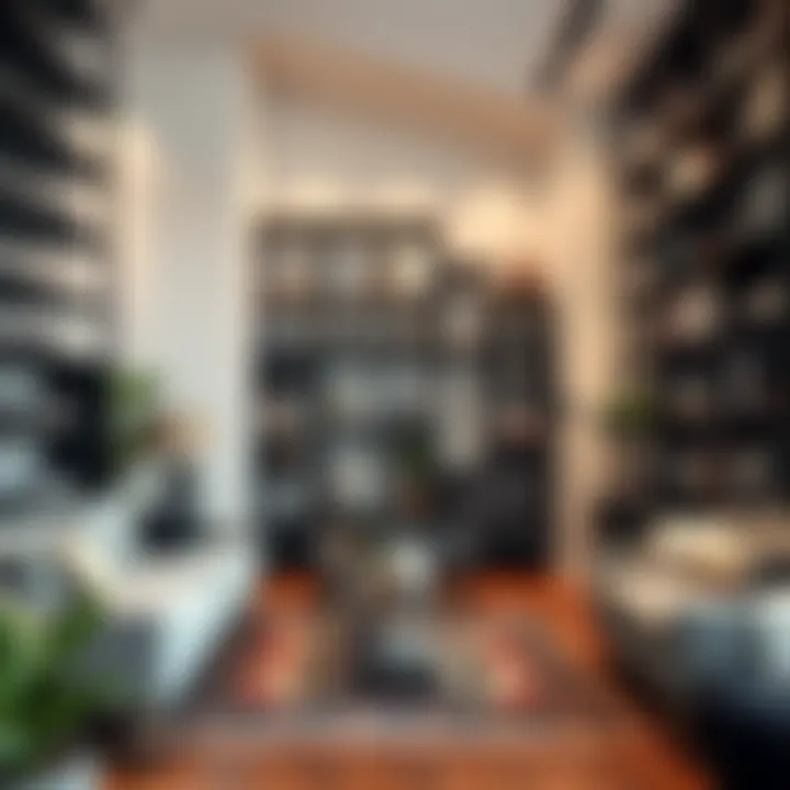 Functional black wall mounted bookcase maximizing space in modern interiors