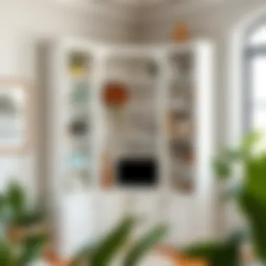 White corner shelving unit showcasing eco-friendly materials