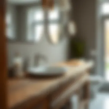 Charming Rustic Wooden Countertop Rustic wooden countertop paired with vintage fixtures