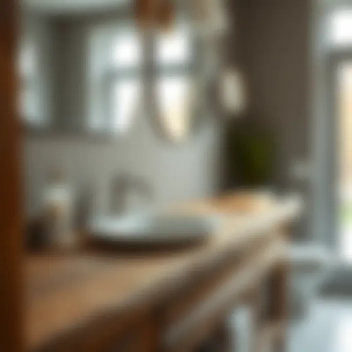 Charming Rustic Wooden Countertop Rustic wooden countertop paired with vintage fixtures