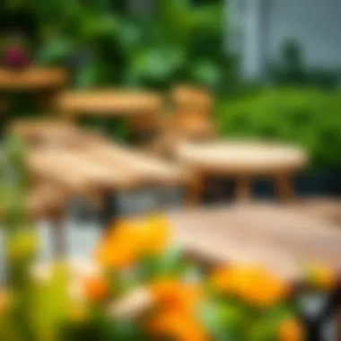 Different types of wood used for outdoor bistro tables displayed together