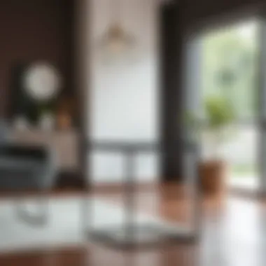 Modern metal table legs in a stylish interior