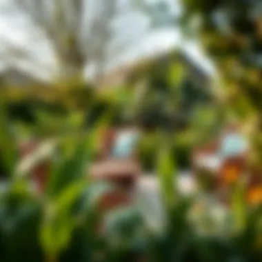 Sustainable Outdoor Furnishings in Nature Lush garden featuring eco-friendly outdoor furniture made from recycled materials