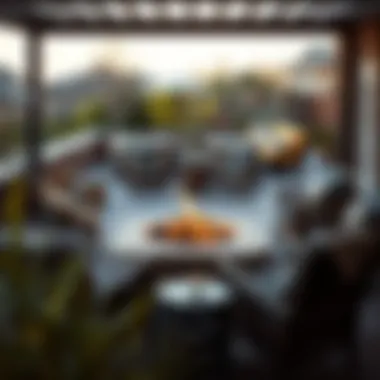 Inviting Outdoor Lounge with Fire Pit Cozy fire pit surrounded by comfortable outdoor lounge chairs