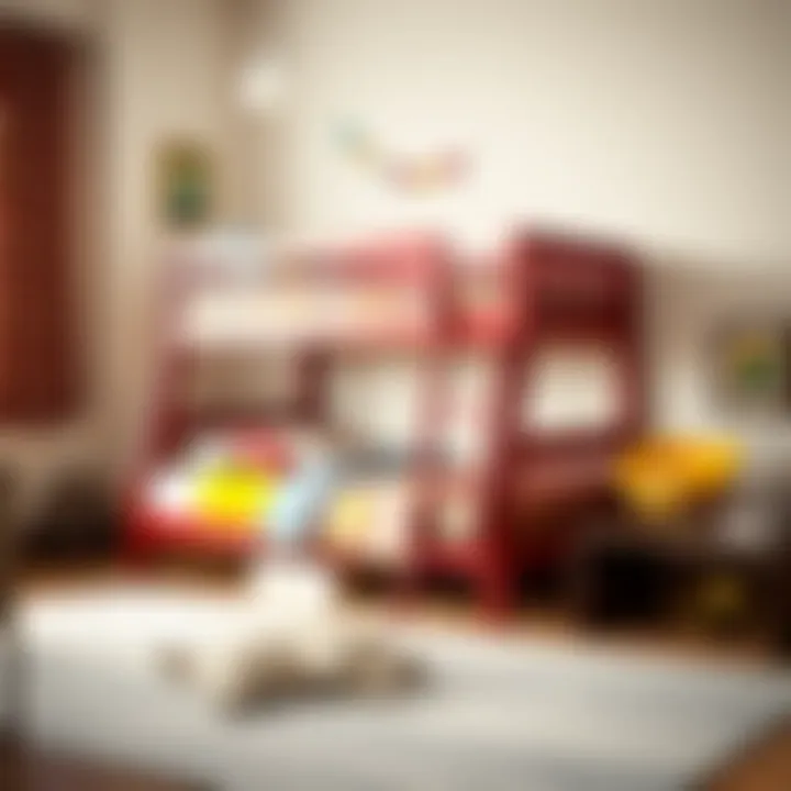 Colorful Twin Full Bunk Bed for Kids A cozy twin full bunk bed with colorful bedding in a child's room