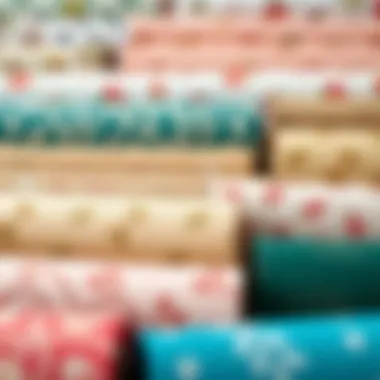 A display of various wrapping paper styles and textures