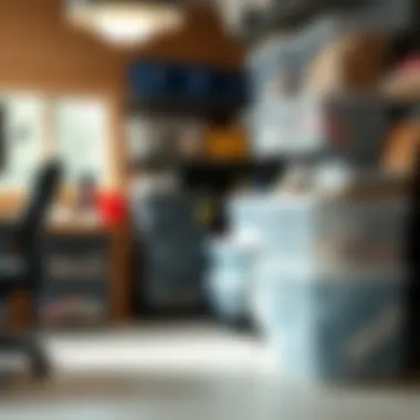 Functional usage of large clear bins in a garage storage area