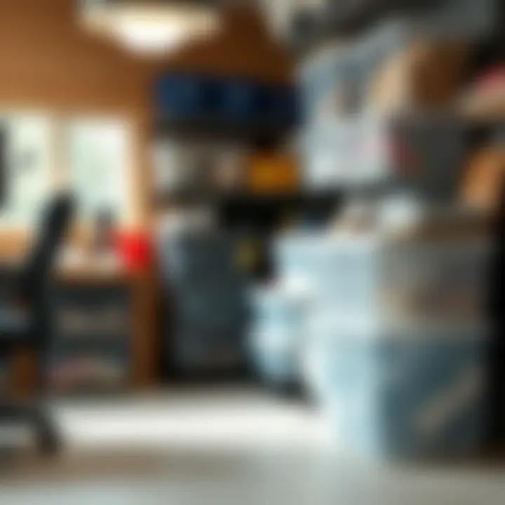 Functional usage of large clear bins in a garage storage area