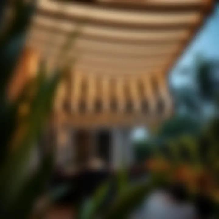 Seamless Installation of Striped Awnings Installation of a black and white striped retractable awning on a patio