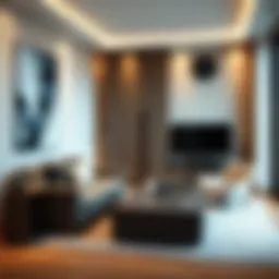 Elegant tall storage cabinet in a modern living room