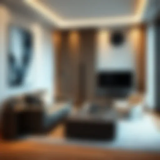 Modern Living Room with Tall Storage Cabinet Elegant tall storage cabinet in a modern living room