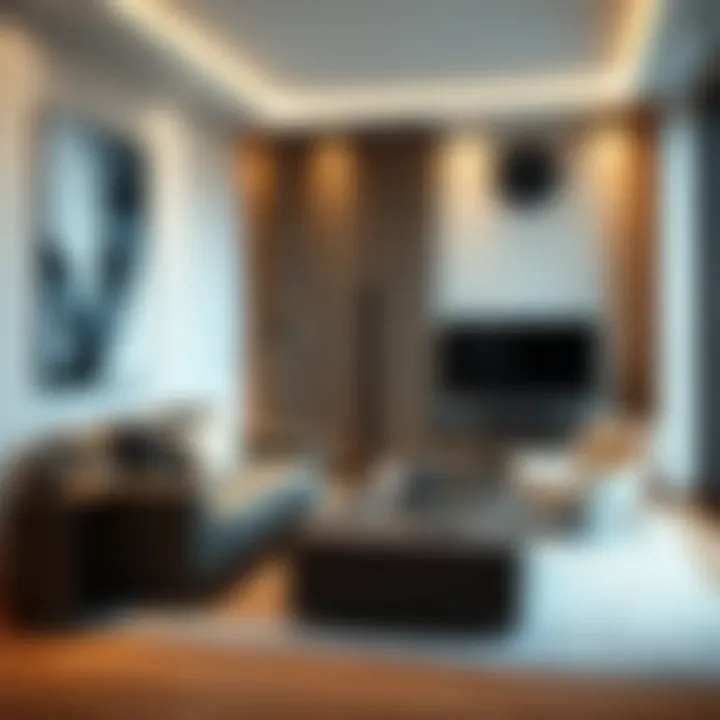 Modern Living Room with Tall Storage Cabinet Elegant tall storage cabinet in a modern living room