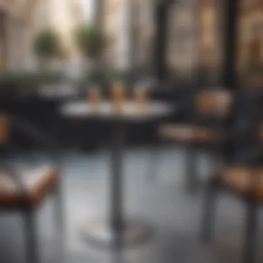 Modern design of an 18 inch bistro table in a stylish café