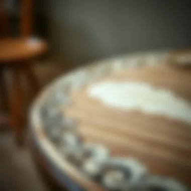 Close-up of intricate details on a vintage bistro table