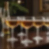 Elegant vintage coupe champagne glasses in a luxurious setting