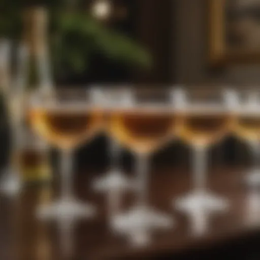 Elegant vintage coupe champagne glasses in a luxurious setting