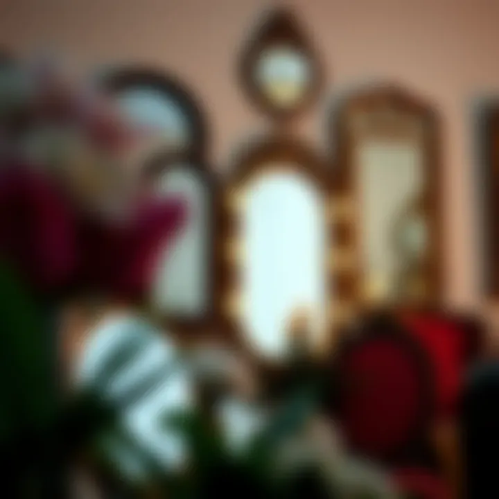 Artistic arrangement of vintage mirrors showcasing various styles
