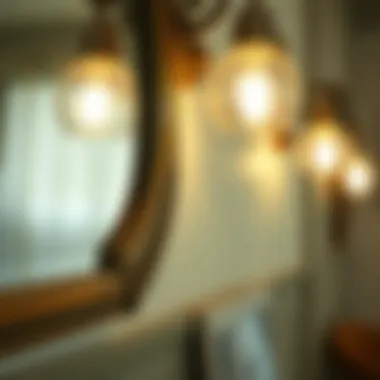 Close-up of vintage mirror detailing and light fixtures