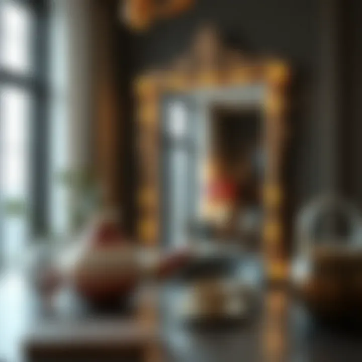 Vintage mirror with lights enhancing a modern interior space