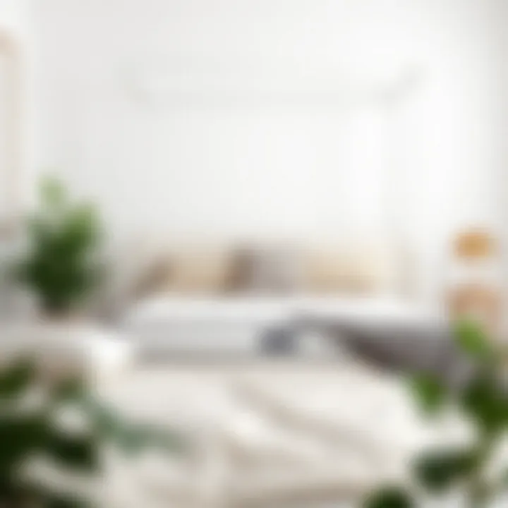 Cozy bedroom setup featuring a white bed frame and plush mattress