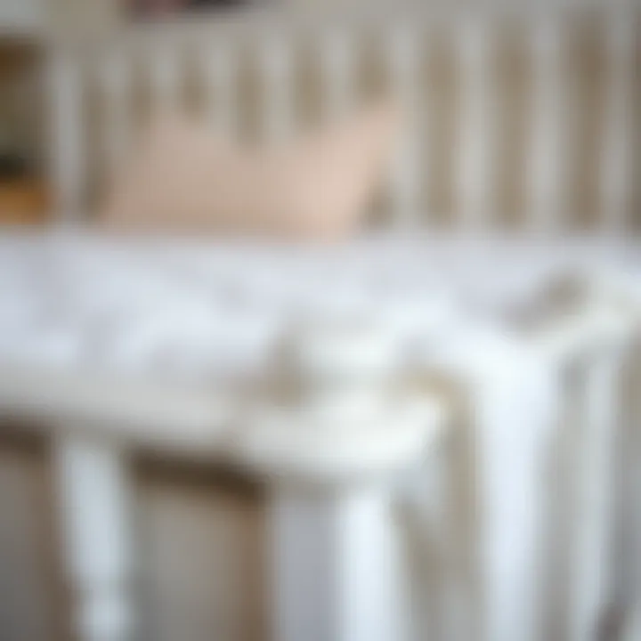 Close-up of white bed frame craftsmanship and design details