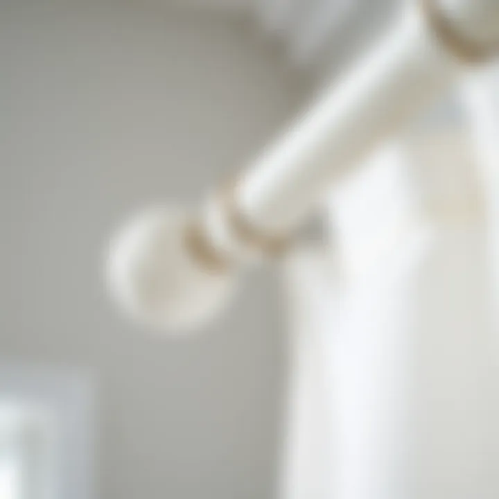Close-Up of Stylish White Curtain Rod Holder Design Close-up of a stylish white curtain rod holder showcasing its design details
