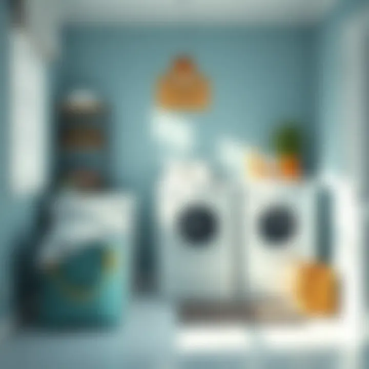 An aesthetically pleasing laundry area featuring laundry bags