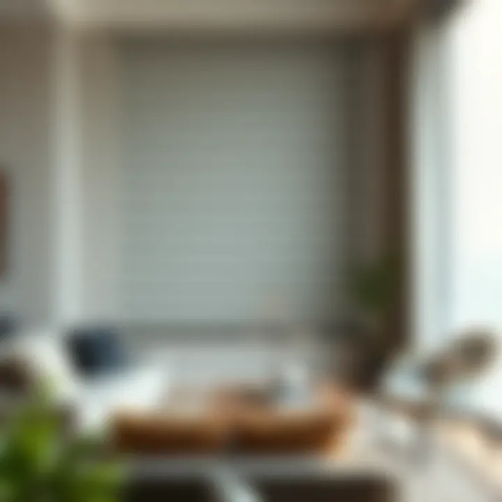 Elegant fabric horizontal blinds in a modern living room setting