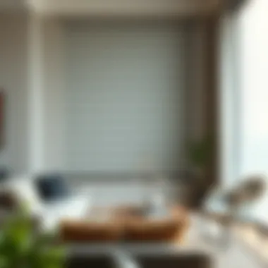 Stylish Living Room with Fabric Blinds Elegant fabric horizontal blinds in a modern living room setting