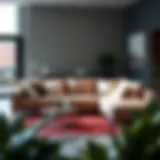 Elegant sectional couch in a modern living room setting