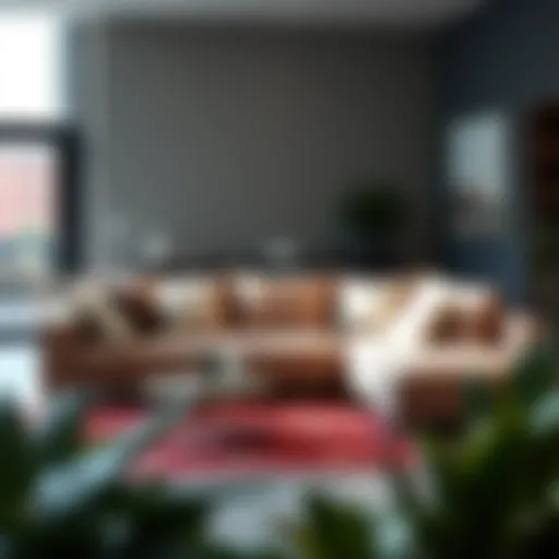 Elegant sectional couch in a modern living room setting