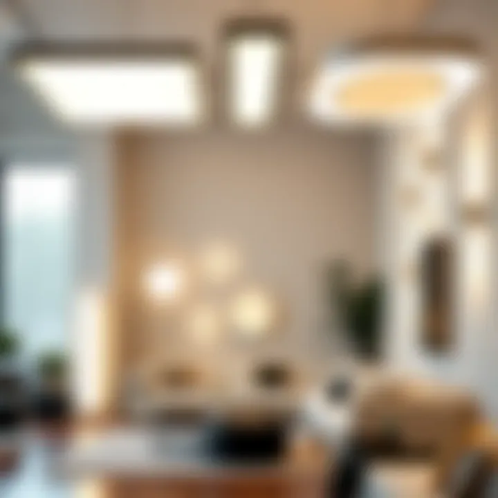 Artistic Arrangement of Flat LED Wall Lights Artistic arrangement of flat LED wall lights in an artistic space.