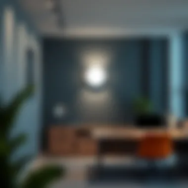 Flat LED Wall Light in a Minimalist Office Flat LED wall light showcasing energy efficiency in a minimalist office.