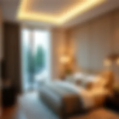 Elegant Flat LED Wall Lights in Luxury Bedroom Elegant flat LED wall lights enhancing a luxurious bedroom ambiance.