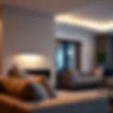 Sleek Flat LED Wall Light in Modern Setting Sleek flat LED wall light illuminating a modern living room.