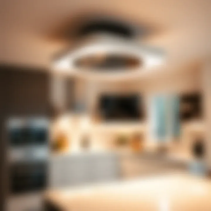 Elegant flush mount LED kitchen ceiling light illuminating a modern kitchen