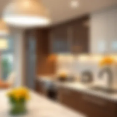 Aesthetic integration of flush mount LED lighting with various kitchen styles