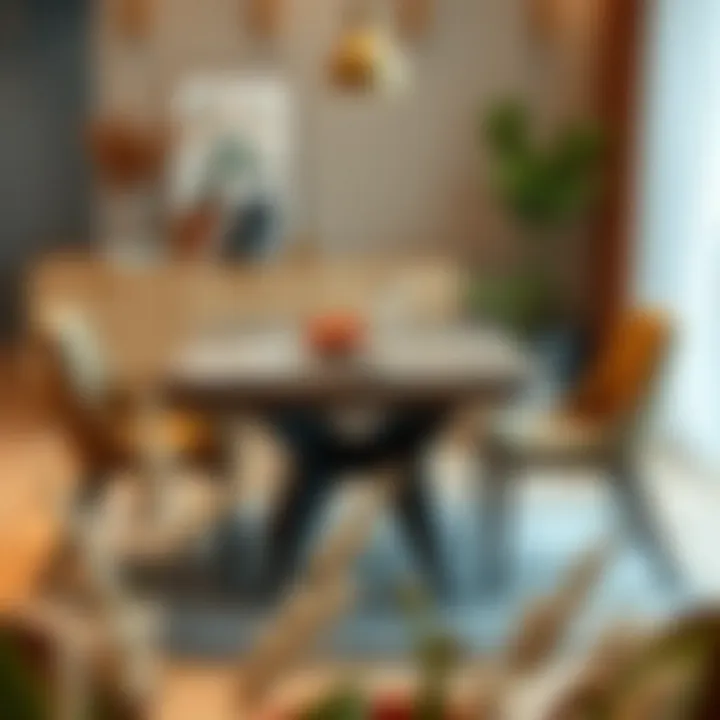 Stylish four-seater dining table showcasing various materials