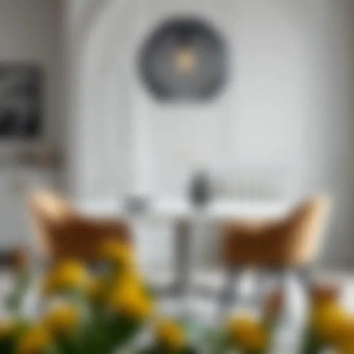 Round four-seater dining table in a modern interior