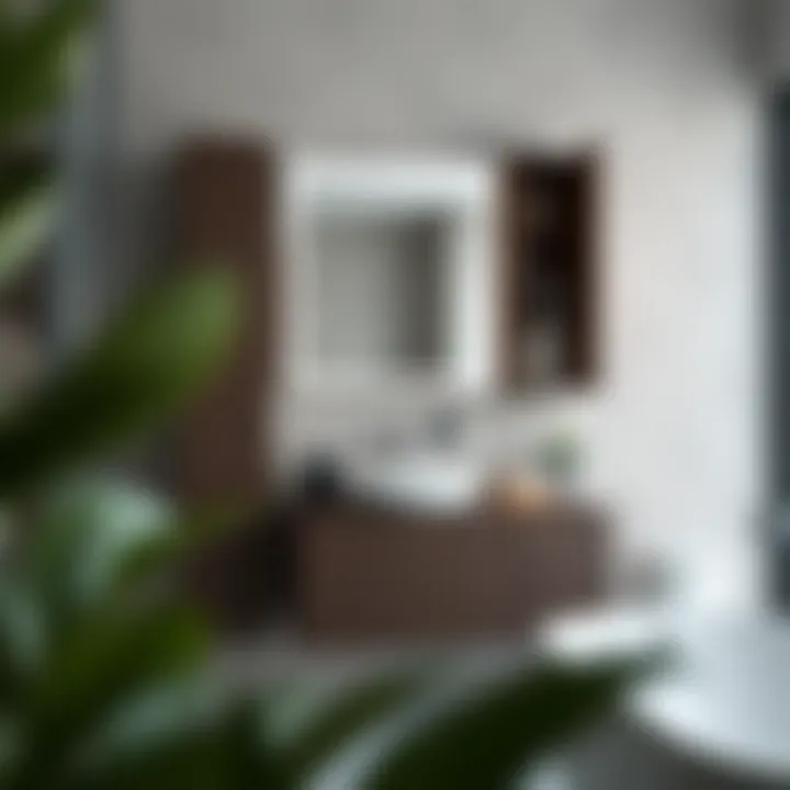 Stylish side cabinet integrated with a bathroom mirror showcasing efficient storage