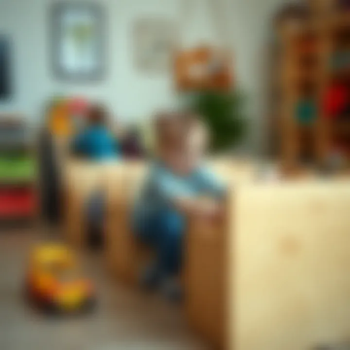 Children playing in an organized area with furniture toy blockers in place