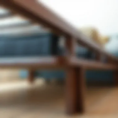 Close-up of the structure and quality of a used futon frame