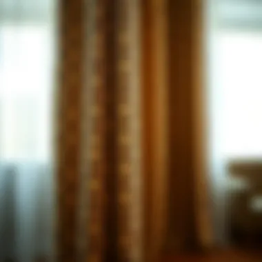 Luxurious Fabric Texture of Gold Dot Curtains Close-up of luxurious fabric showcasing gold dot patterns.