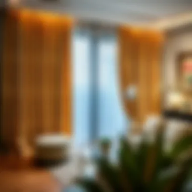 Sophisticated Living Space with Gold Dot Curtains Elegant gold dot curtains enhancing a modern living room.