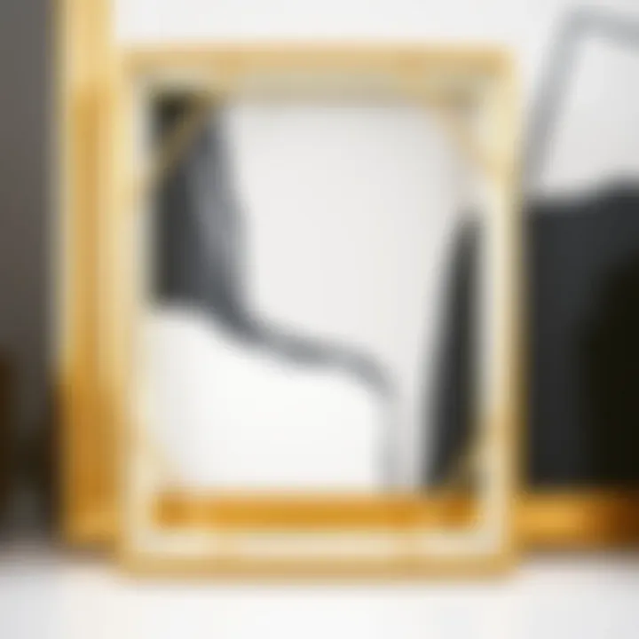Close-up of Gold Geometric Frame with Modern Art Close-up of a gold geometric frame accentuating a modern art piece