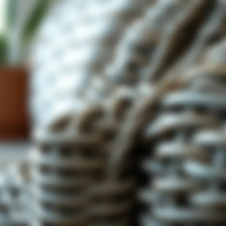Close-up of grey wicker texture showcasing craftsmanship