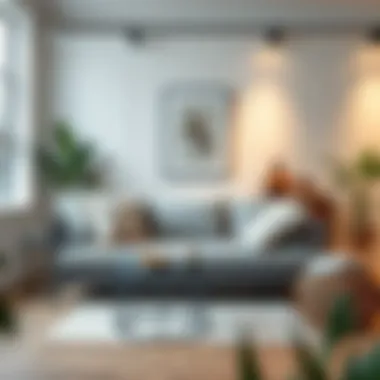 Elegant grey wicker sofa in a modern living room