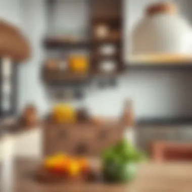 Stylish kitchen featuring hanging storage racks